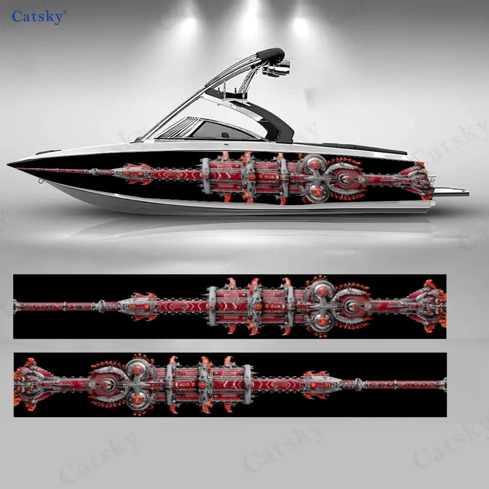 Adesivi per Barche Dark Core Anchor Mech, Decalcomanie in Vinile PVC Impermeabili e Durevoli per Barche da Pesca, Design Resistente ed Elegante