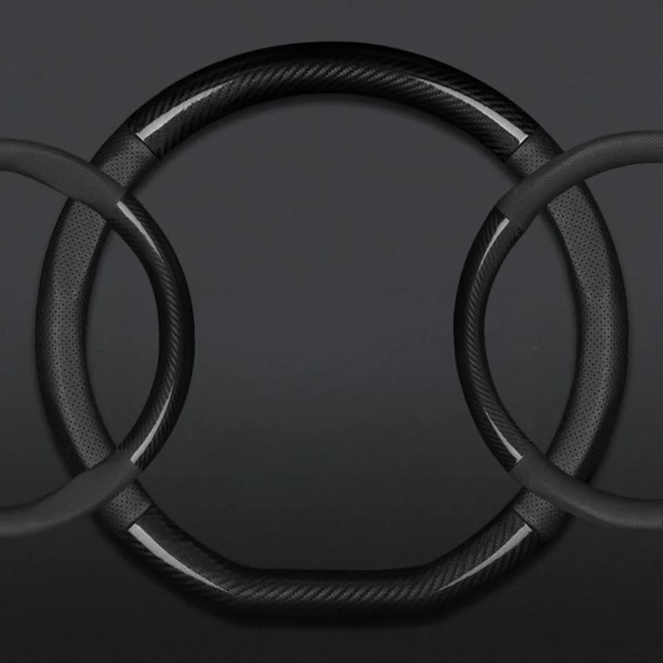 Universal cover in leather and carbon fiber, anti-slip sports handle, compatible with BMW Volkswagen Honda car