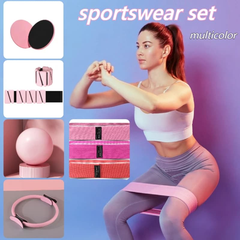 Sports Set Pilates Fitness Resistance Belt Squirt Belt Mini Yoga Ball Balance Sliding Plate Weight Bracelet Yoga Circle