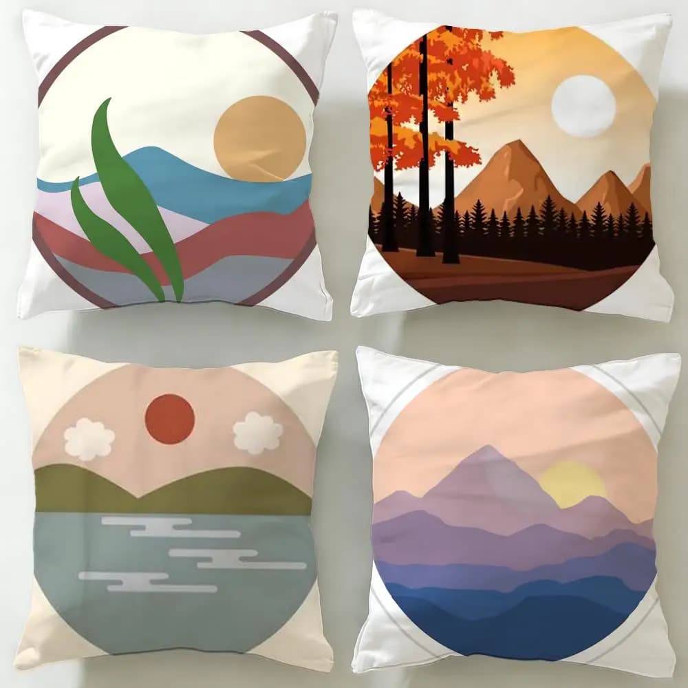 Federa per cuscino Sunrise Cartoon, morbida e facile da lavare, versatile per divano, letto, viaggi e ufficio