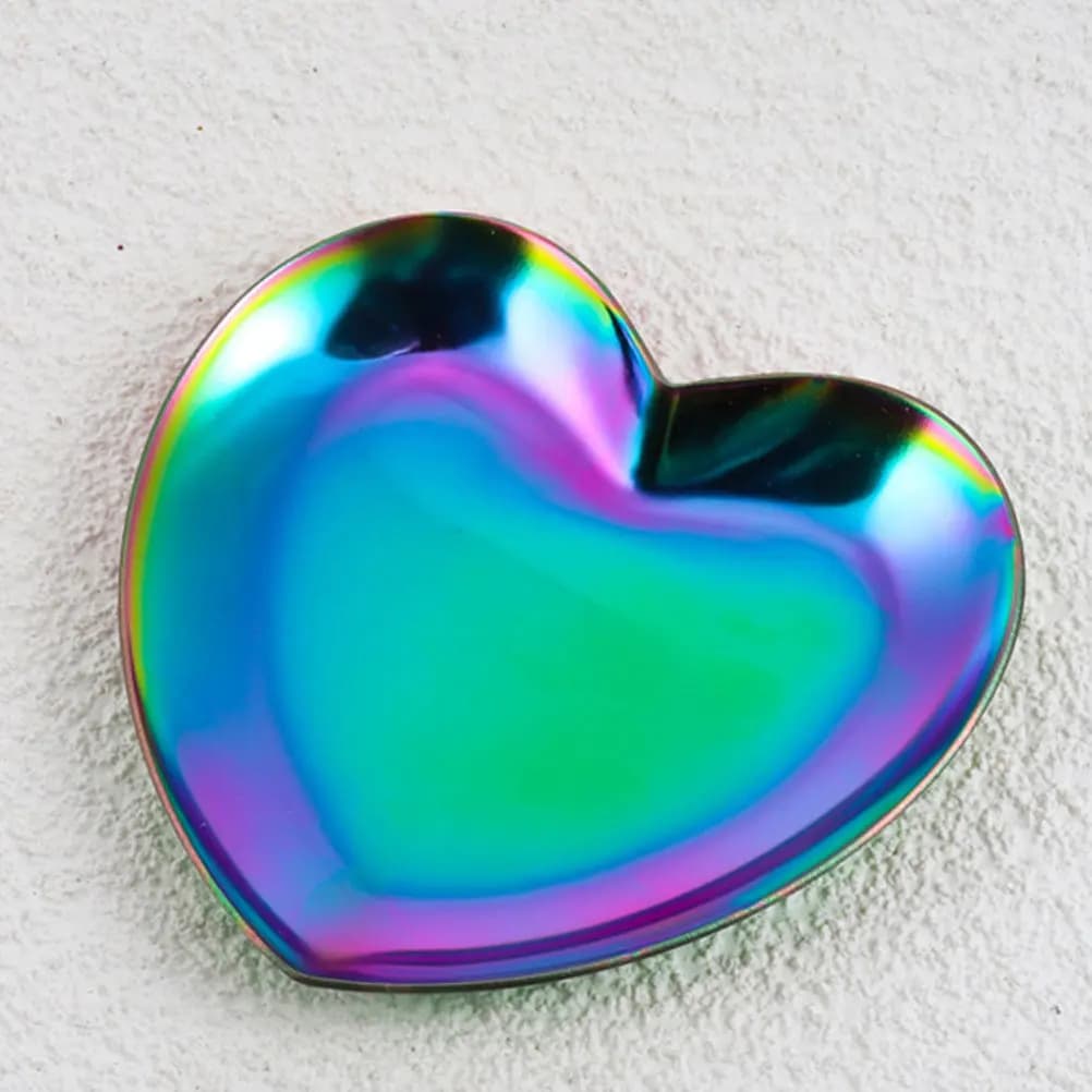 Set di 3 Piastre Espositive per Unghie a Forma di Cuore, Vassoio in Metallo Durevole per Nail Art, Strumenti per Miscelare Gel Polish, Piastre in Metallo per Miscelare Trucco