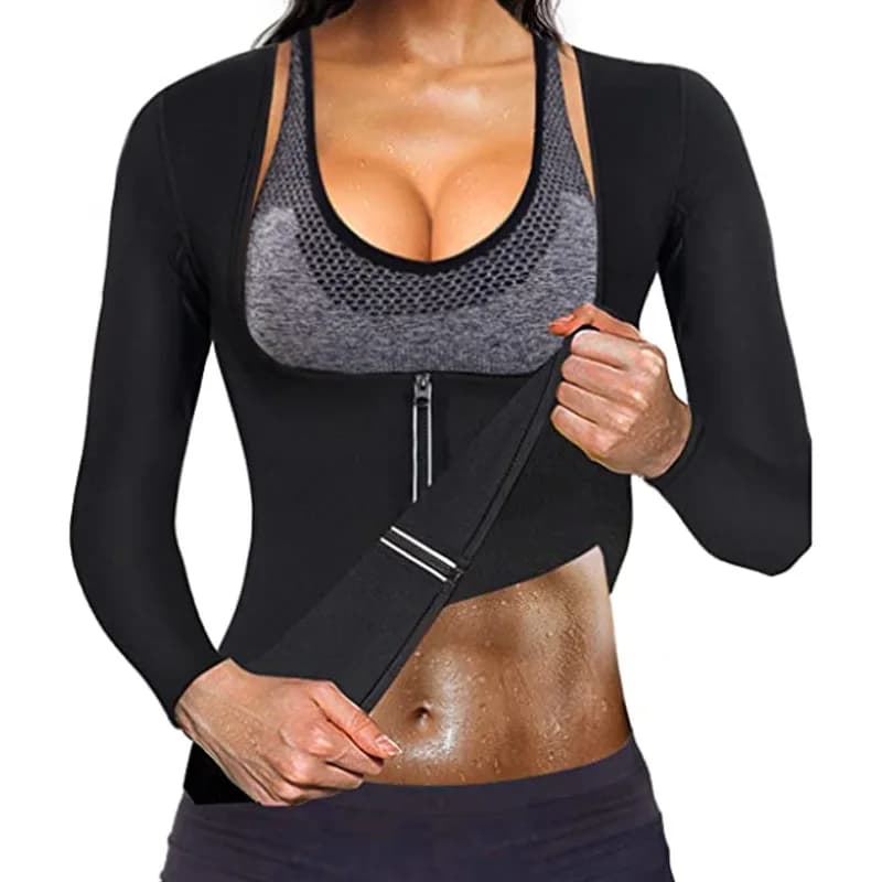 Top sportivo a maniche lunghe che avvolge il petto, abbigliamento modellante da donna, abbigliamento sportivo in gomma cloroprene