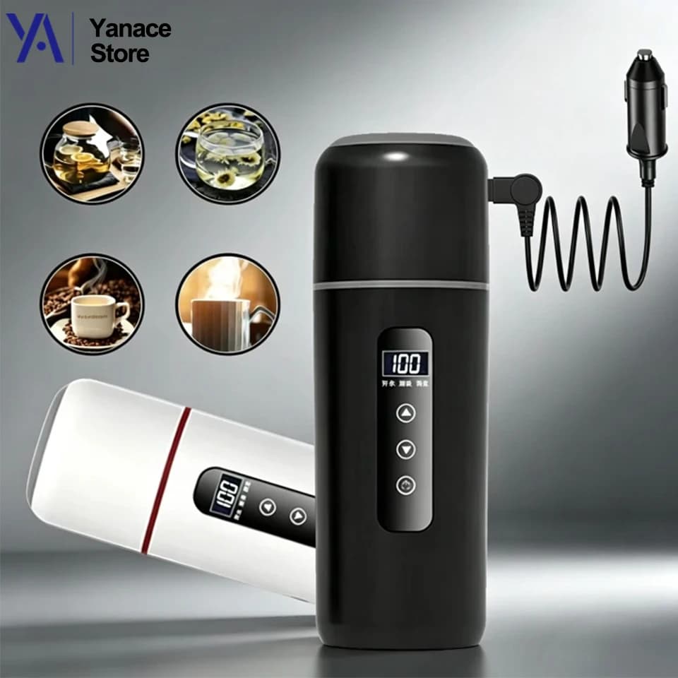 12V 24V Car Heating Cup 500ml Adjustable Temperature Electric Kettle Portable Thermal Mug for Brewing Tea Coffee Hot Milk