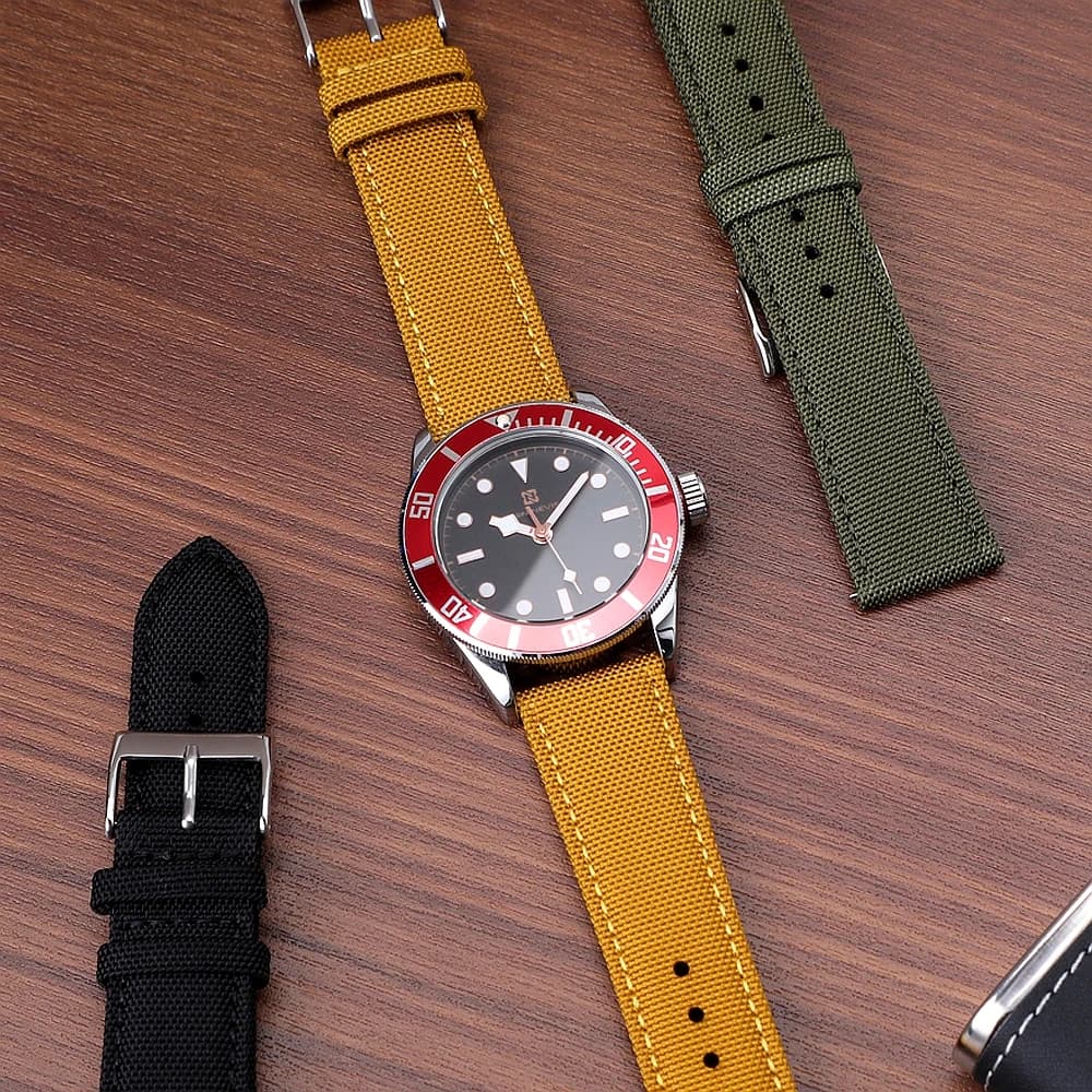 Cinturino per Orologio Premium in Tela Impermeabile 18mm 19mm 20mm 21mm 22mm 24mm con Sgancio Rapido, Bracciale Sportivo in Nylon da Uomo