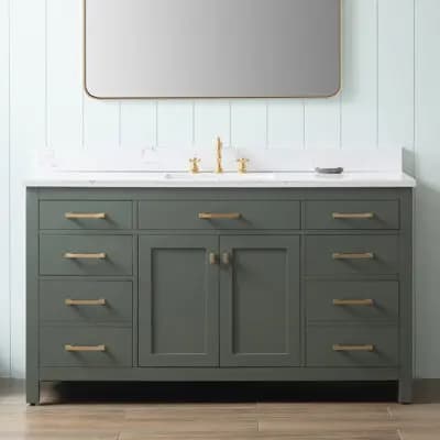 @ # Mobile Bagno Moderno di Lusso in Legno Massello con Lavabo in Ceramica, Tavolo da Toeletta e Specchio Intelligente per Camera da Letto