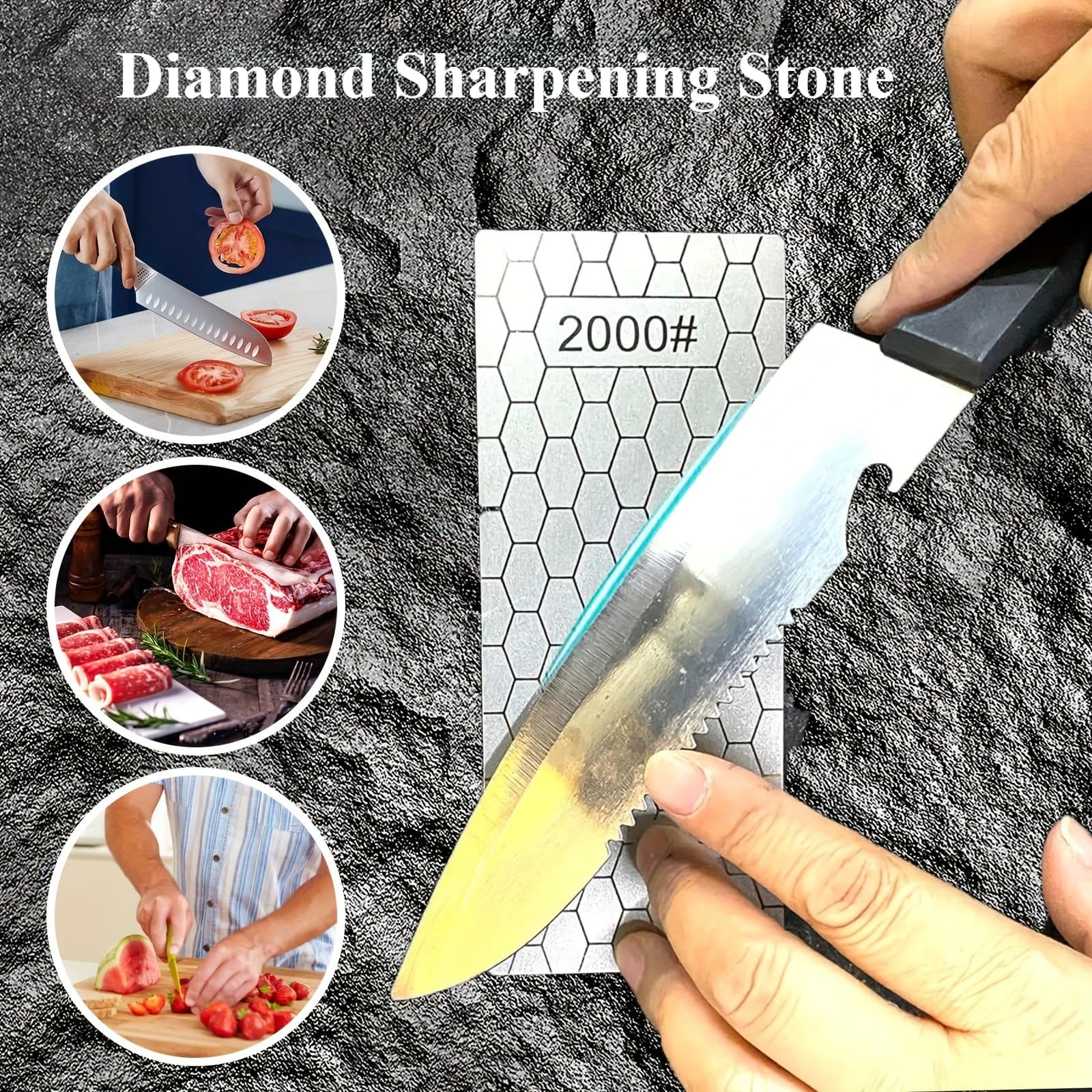 Affilacoltelli Diamantato, Pietra per Affilare, Mola Diamantata, Utensili Diamantati, Pietra per Affilatura Fine, Coltelli da Cucina, Grana da 400 a 2000