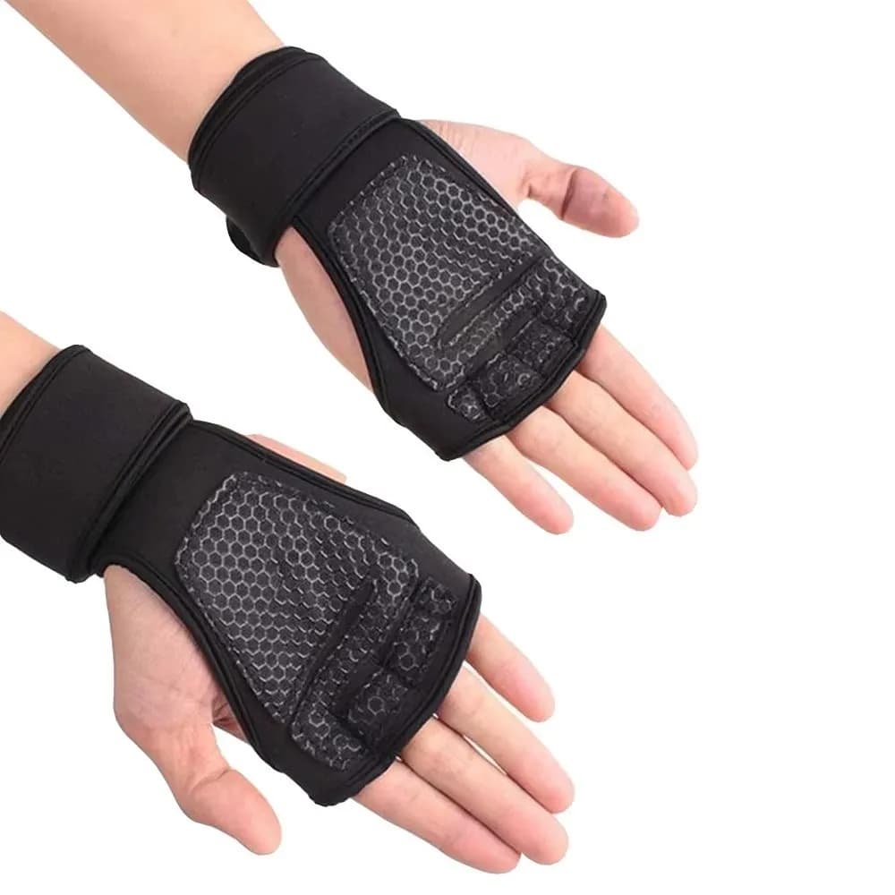 Anti-Slip Gym Fitness Gloves Wrist Protect Wear-Resistant Weightlifting Gloves Black Breathable Half Finger Gloves Gymnastics