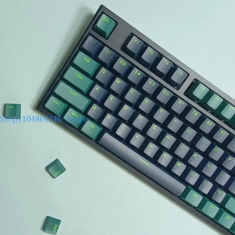 652F Keycaps for Mechanical Keyboard Green Black OEM Profile Two-color Keycap Set