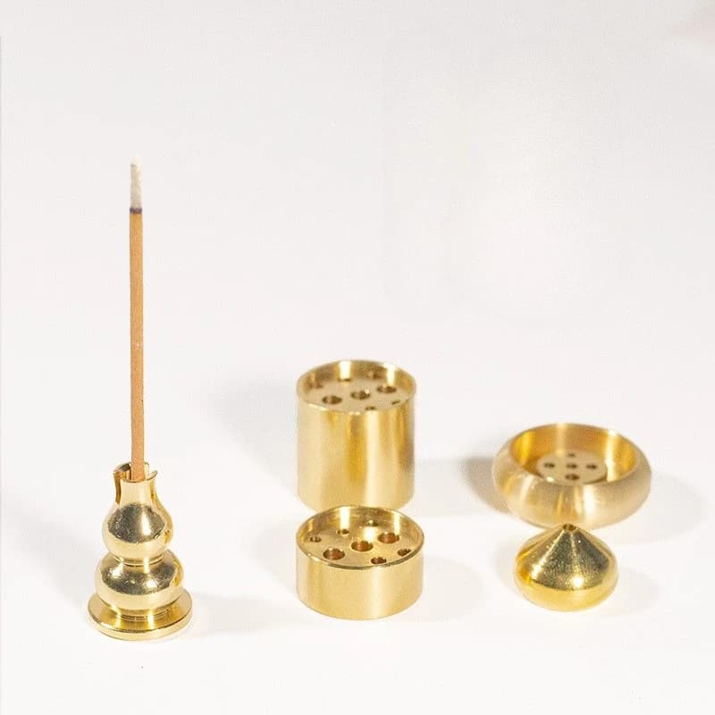 Bruciatore di incenso in ottone a forma di zucca con 9 fori, porta bastoncini di incenso in metallo per salvia bianca, accessori per incenso