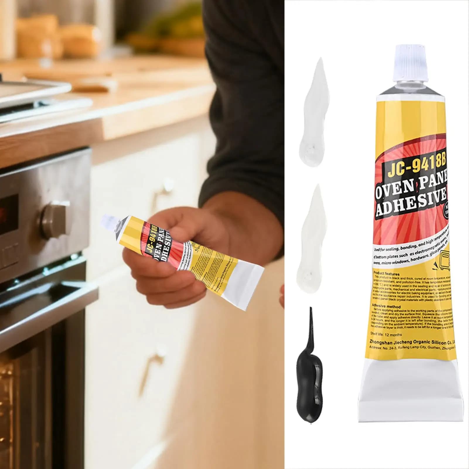 Adesivo per porta del forno 100ml Epossidico resistente alle alte temperature per ceramica e metallo, fissare le crepe sulla fornello a induzione Griglia a microonde