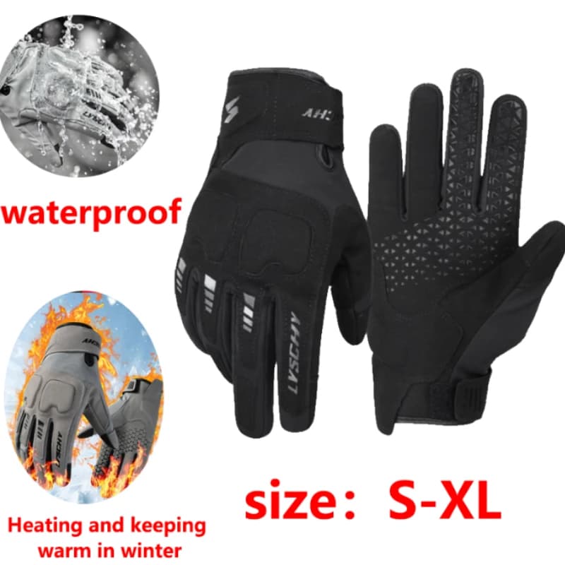 LYSCHY Guanti da moto invernali Caldi touch screen con dita intere Accessori per moto da motociclista da motocross anticaduta resistenti all'usura