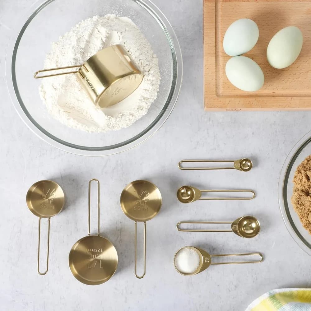 4-Piece Gold Stainless Steel Measuring Spoons Set Durable Stylish Kitchen Tools for Precise Baking and Cooking