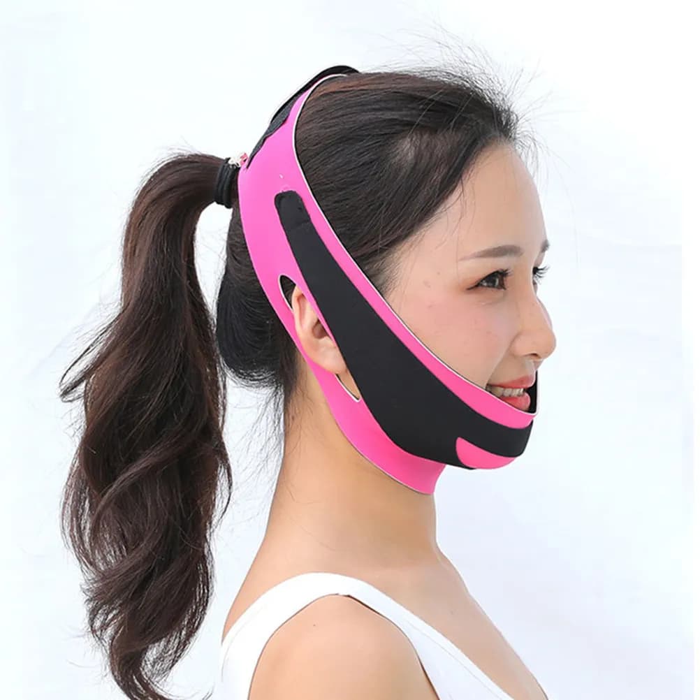 1Pcs Slim Face V Strap Face-Lifting Mask Thin Masseter Chin Strap Elastic Comfortable Soft Breathable Pink Thin Face Mask