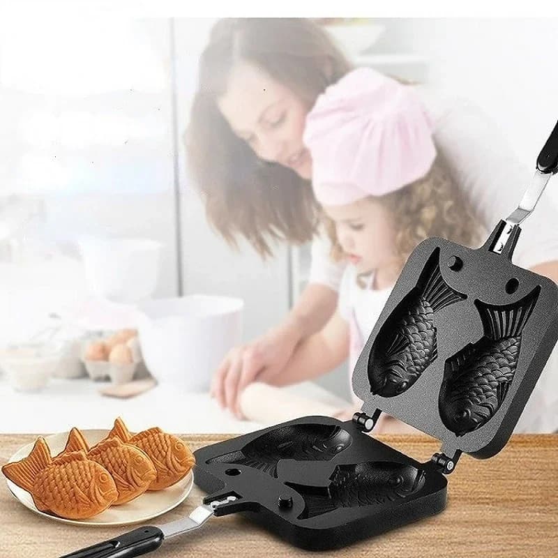 Japanese cuisine Taiyaki Double fish in the shape of hot dessert Waffle Cake Maker Pancake Japanese Double pan Prints for waffles