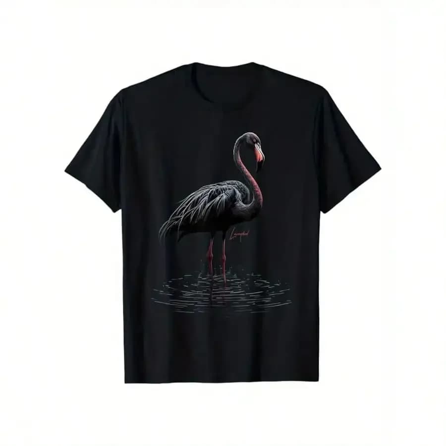 T-shirt morbida con stampa di fenicotteri T-shirt da uomo in cotone con stampa di fenicotteri T-shirt casual a maniche corte con scollo rotondo Top morbido e confortevole