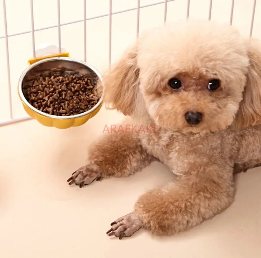Accessorio per gatti sospeso per ciotola per animali domestici adatto per gabbia, scatola per cani, ciotola per cibo per cani staccabile, acciaio inossidabile