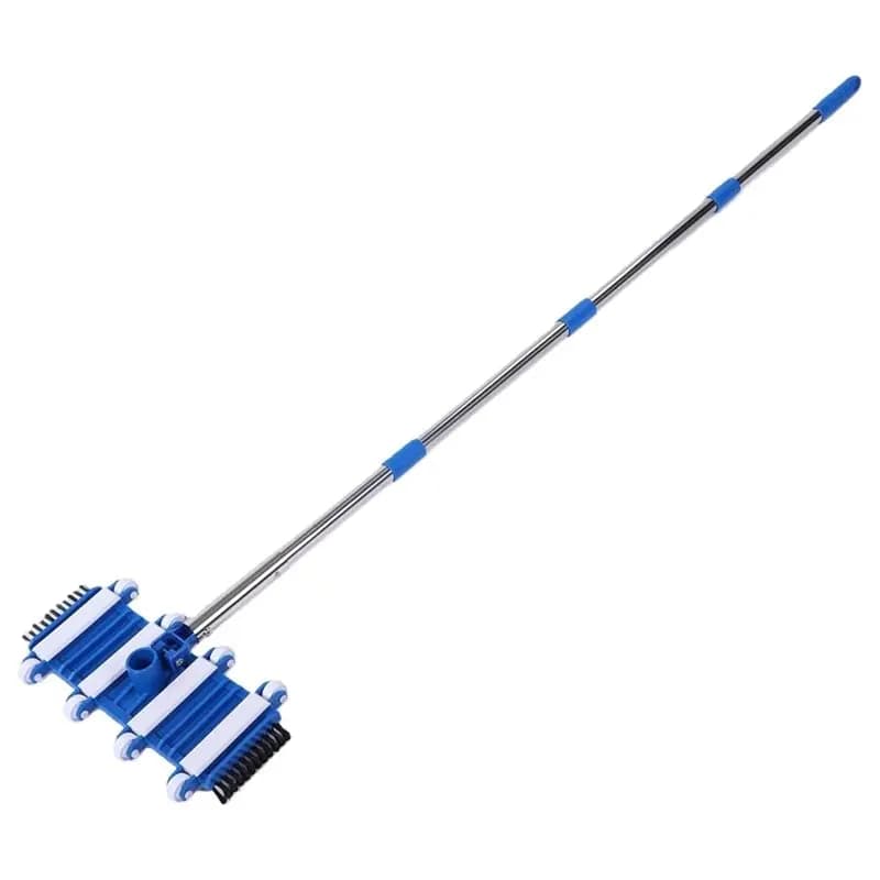 【ELECTRONIC-ACCESSORIES】Flexible Swimming Pool Vacuum Head With Wheels 4 Extension Poles 14" Heavy Duty Cleaner For Pools