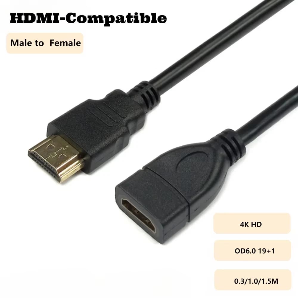 Protective extension cable from male to female HDTV for DVD players, TVs and decoder 30CM 1/1.5M