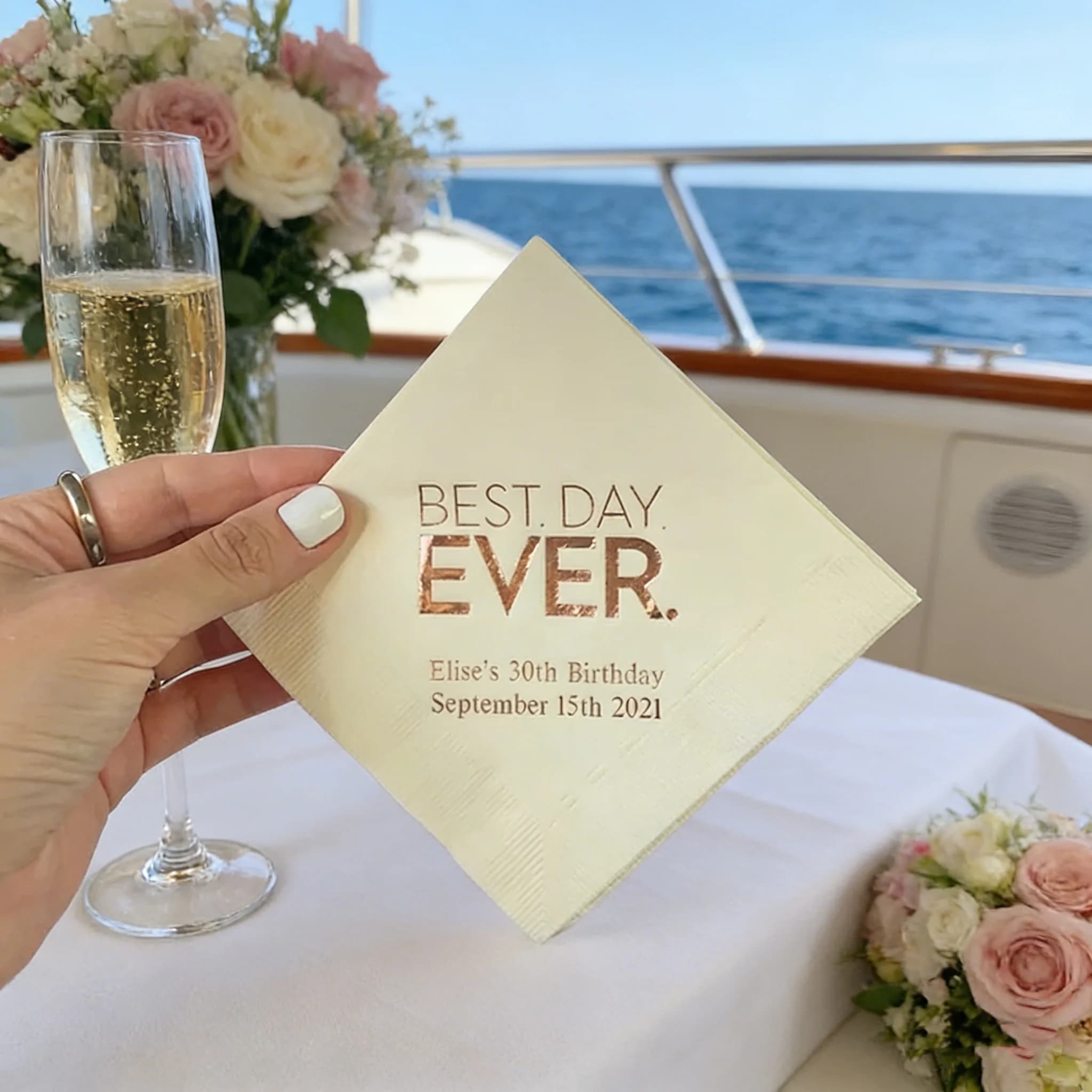50 Tovaglioli da Matrimonio con Stampa 'Best Day Ever', Confezione da 50, Tovaglioli Personalizzati in Carta per Cocktail e Matrimoni