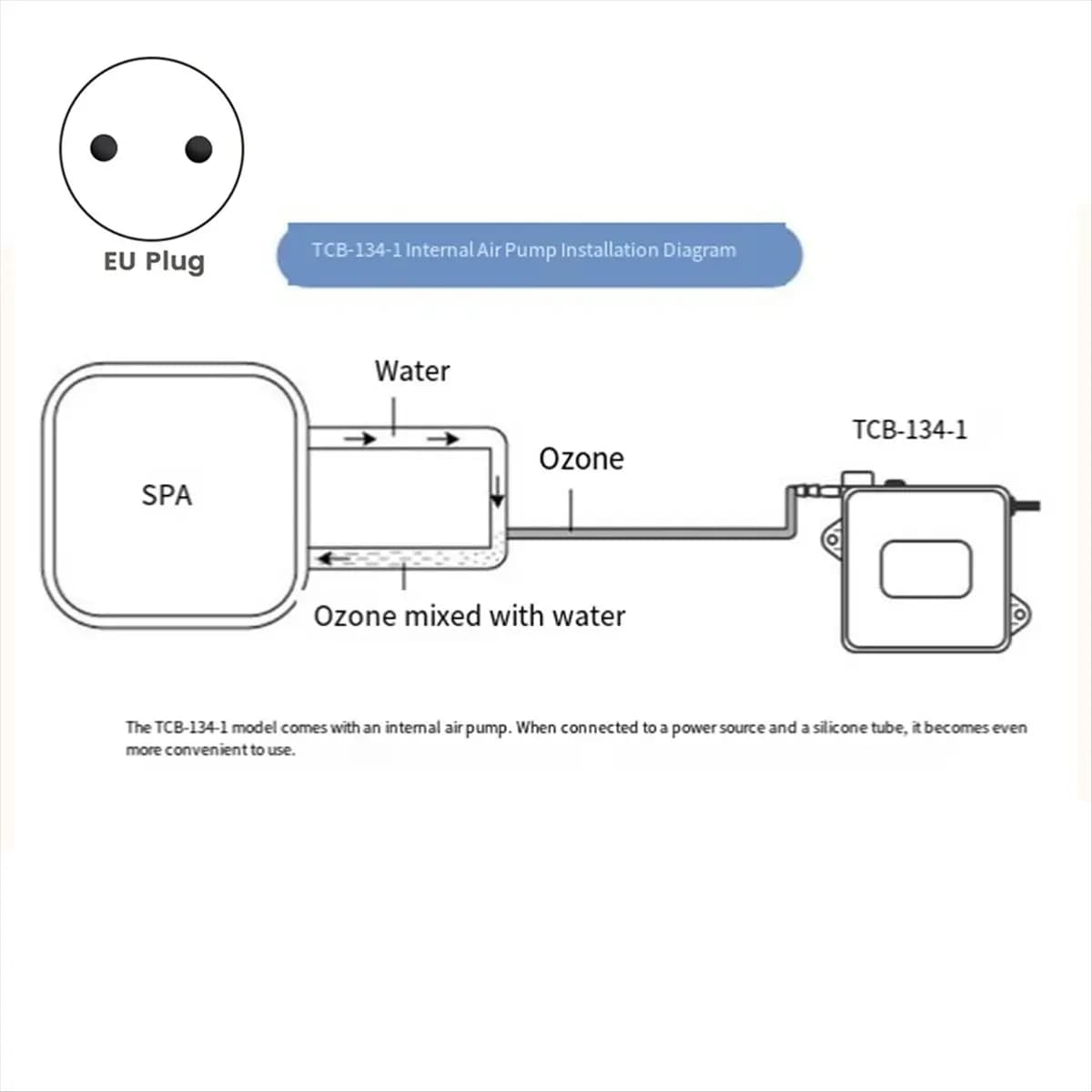 Generatore di Ozono (A61K) con Pietre Porose per Immersione a Freddo, Ozonizzatore d'Acqua ad Alta Efficienza 300mg/H con Pietre Porose, Spina EU