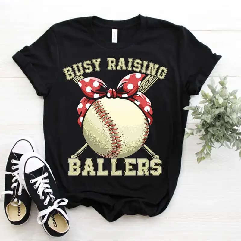 Busy Raising Ballers Divertente Baseball Pallavolo Mamma T Shirt Baseball Taglia S 5XL