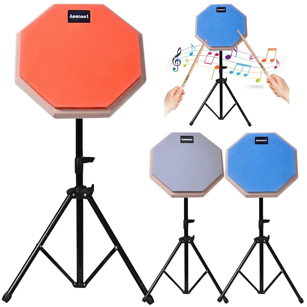 Set di pad per batteria da pratica Pad da 8 pollici a casa Tappetino per pratica silenzioso con supporto Bacchette per batteria Borsa per il trasporto per abilità di costruzione di principianti