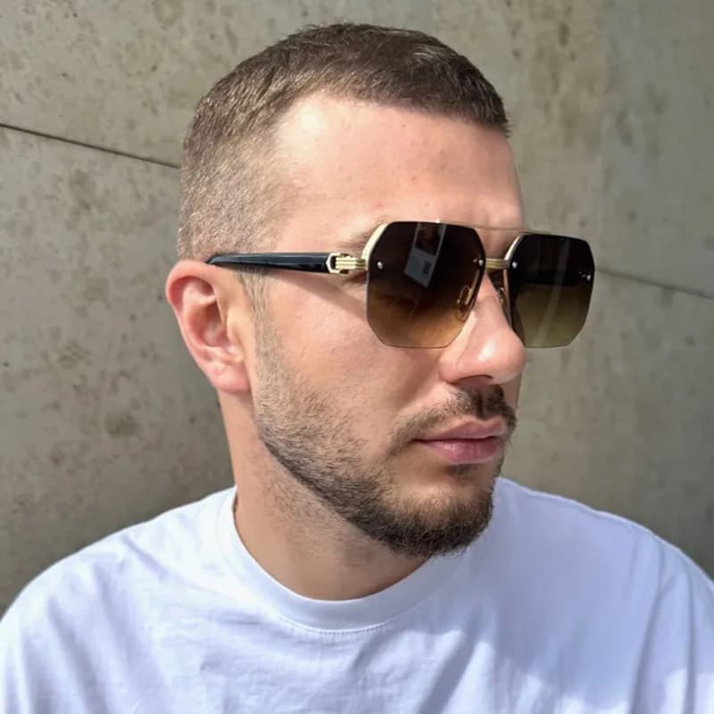 Occhiali protettivi 3 pezzi Occhiali da sole poligonali a mezza montatura Occhiali da sole quadrati con montatura grande in metallo alla moda Occhiali da viaggio sfumati
