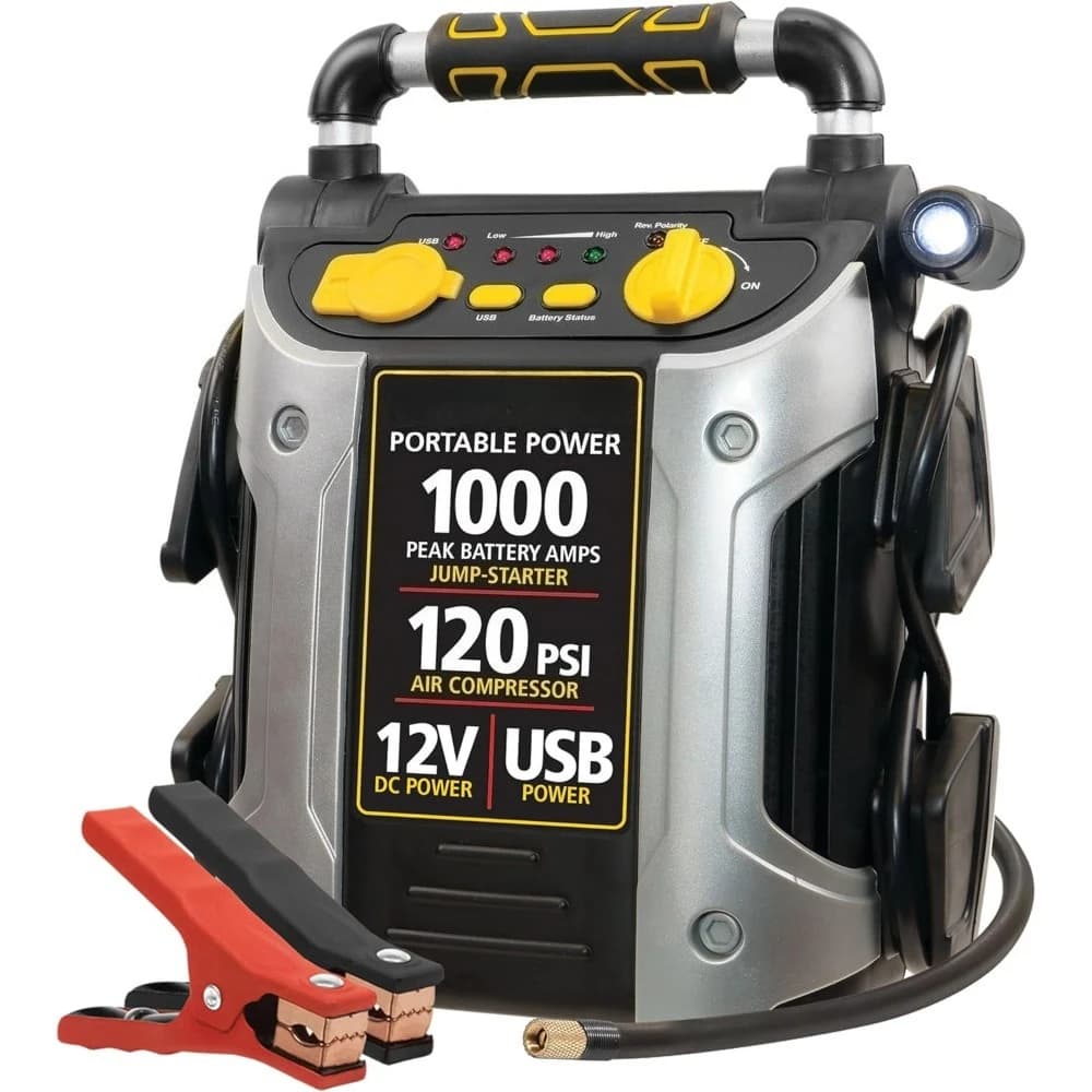 Spedizione negli Stati Uniti 1000A Peak Jump Starter Banca di potere portatile con porta USB Uscita 12V 120PSI Compressore d'aria per pneumatici per auto Biciclette