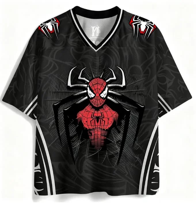Ultima Maglietta Marvel Spider-Man con Stampa 3D, Scollo a V, per Adulti e Bambini, Manica Corta Trendy con Totem dell'Uomo Ragno