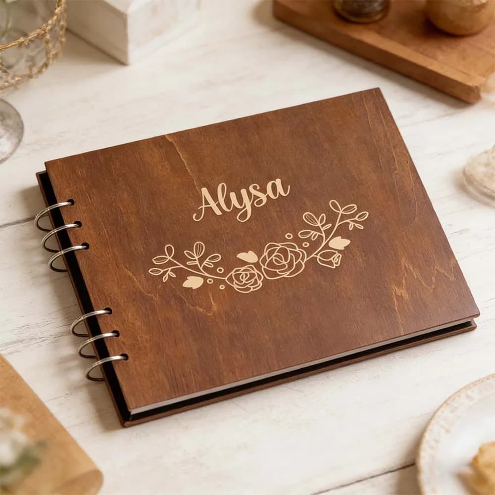 Libro degli Ospiti Personalizzato con Messaggio Inciso al Laser per Matrimonio, Album a Spirale Boho per Ricordi di Nozze