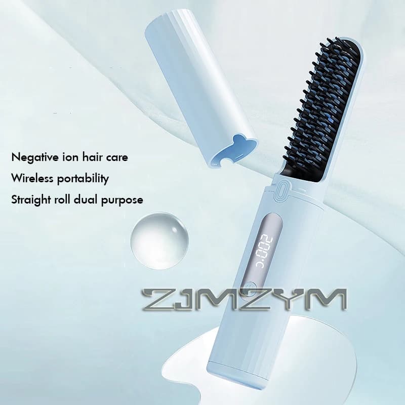Wireless hair plate Mini portable flat plate with negative ions No damage Rechargeable hair plate with electric comb