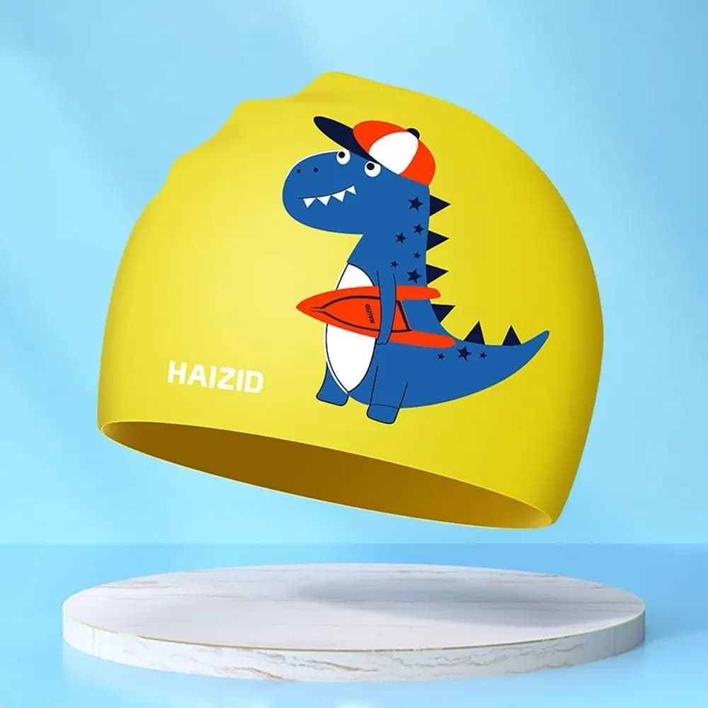 Lightweight Waterproof Children Swimming Cap Elastic Cartoon Swimming Hat Protect Ears Silicone Bathing Hats Cap Boys Girls