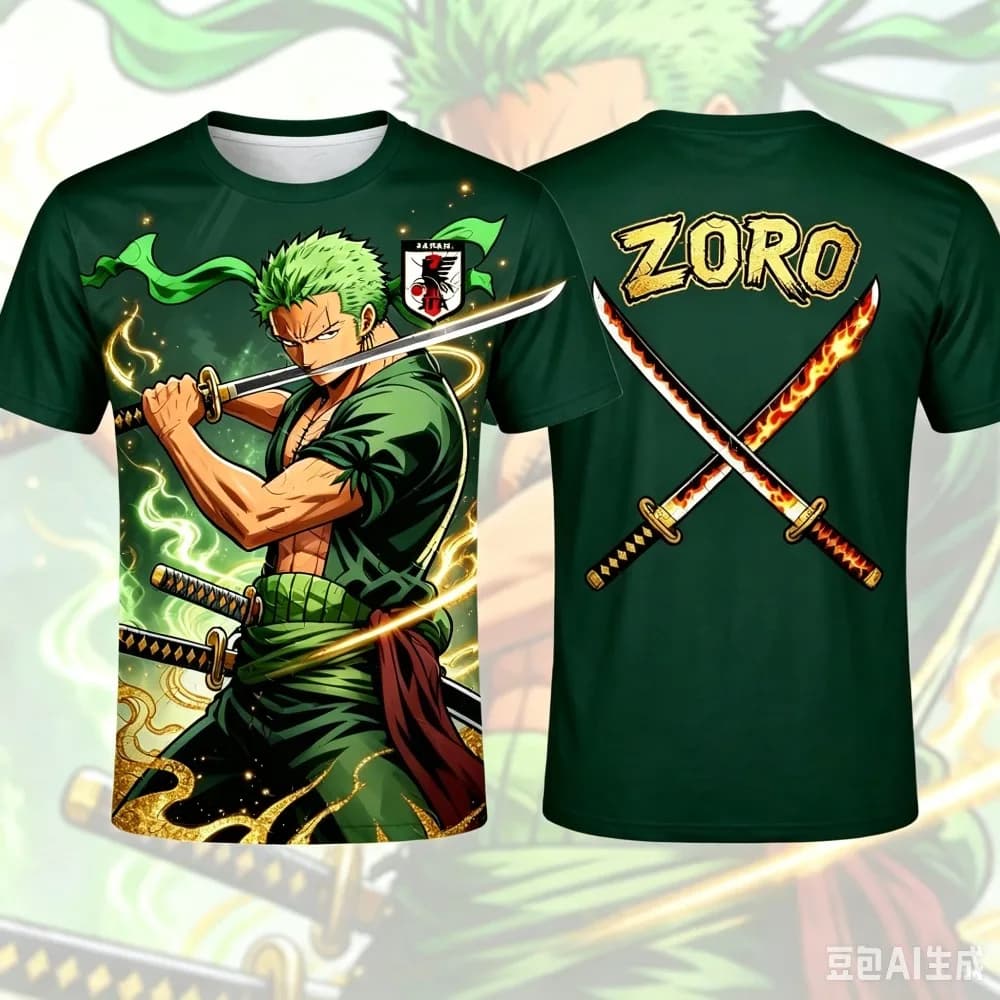 Maglia da Calcio Edizione Speciale One Piece Zoro 2026 - T-shirt Sportiva per Bambini, Uomini e Donne, Moda Casual