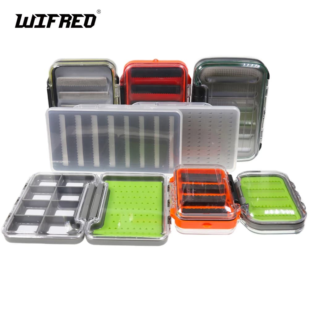 Wifreo fly fishing gear box waterproof single double side bait flies hooks for ninfa accessories box for storage equipment