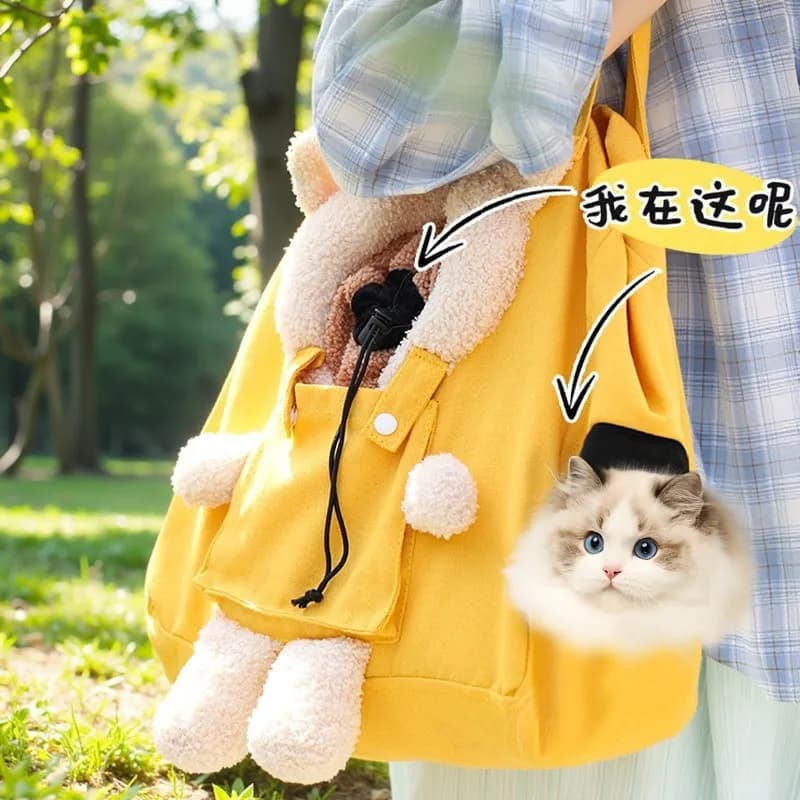 Zaino Pieghevole per Animali Domestici, Borsa Portatile per Gatti e Cani, Trasportino da Esterno con Apertura per la Testa