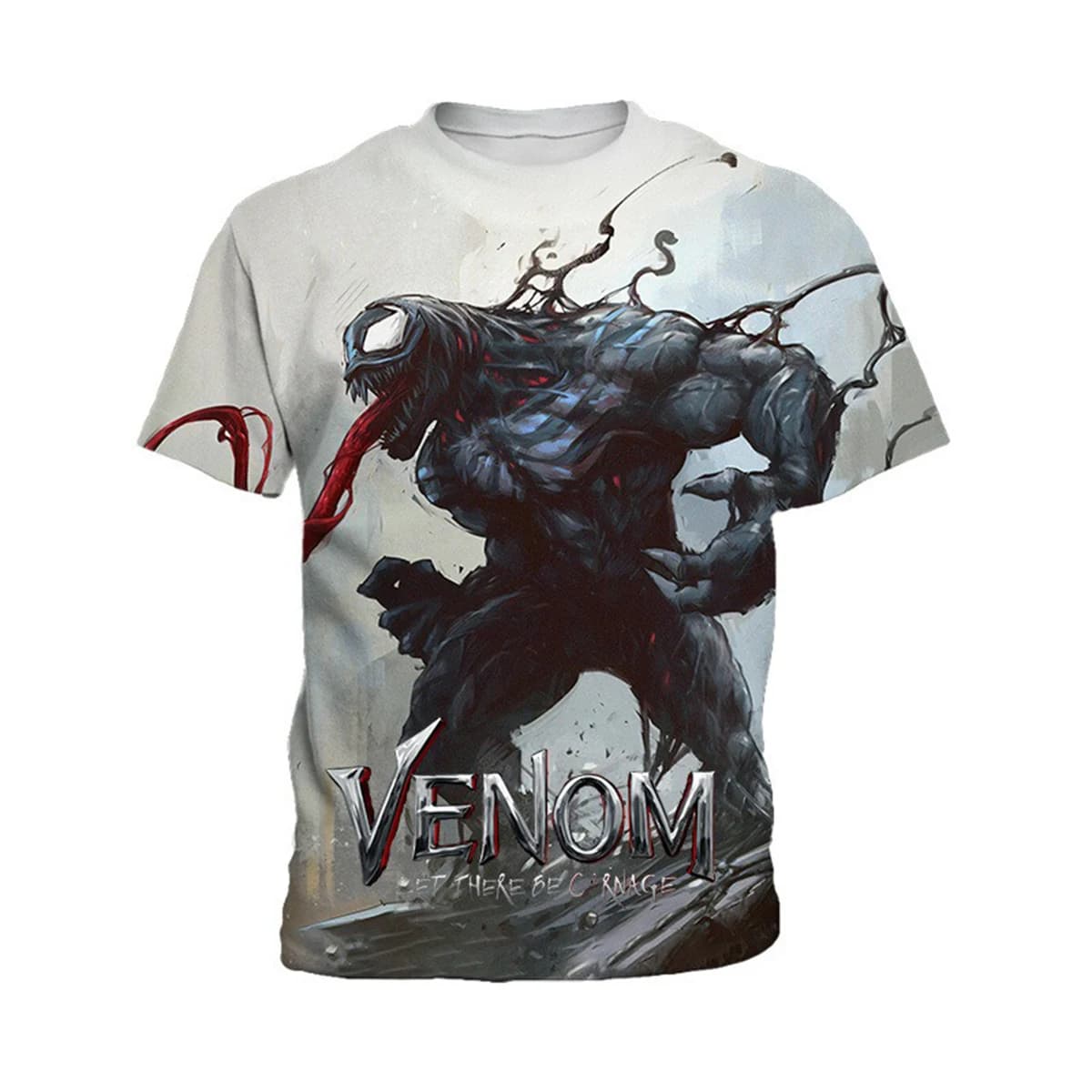 Miniso T-shirt Venom 3D da uomo con stampa elemento simbiotico low-key girocollo estivo a maniche corte ampia e traspirante