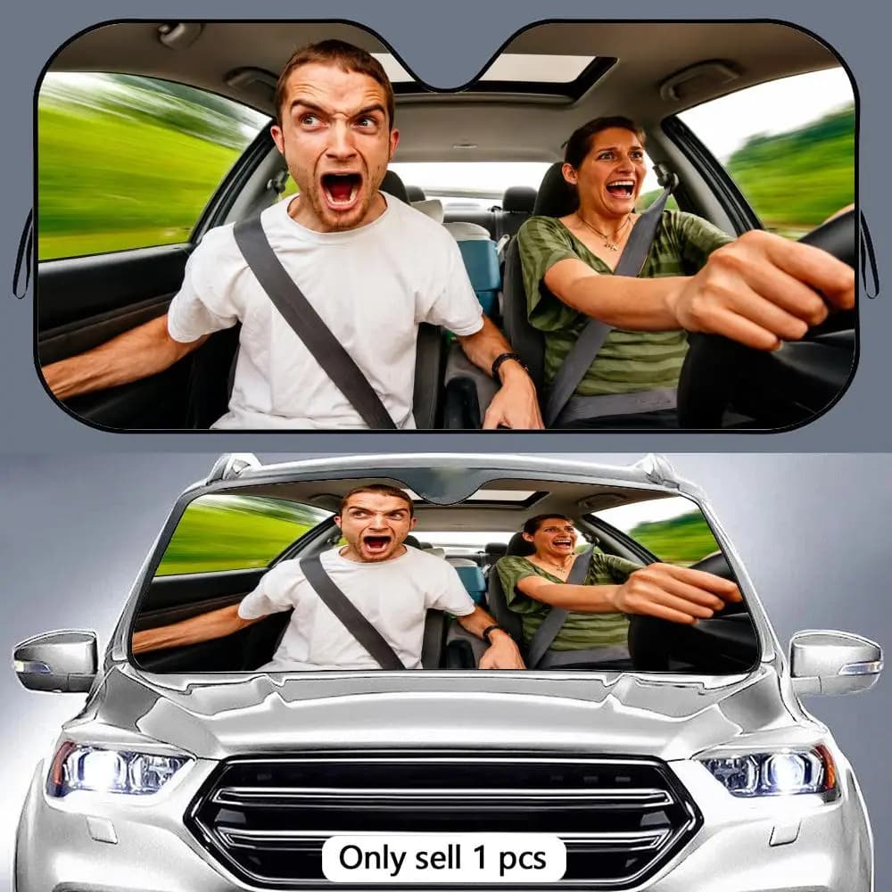 Parasole Divertente per Auto in Alluminio con Protezione UV Riflettente, Isolamento Termico, Pieghevole, Universale