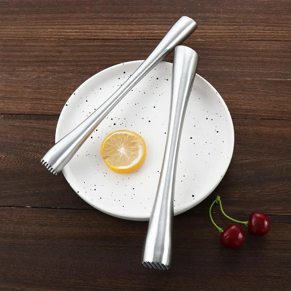 Muddler in Acciaio Inox per Cocktail, Utensile per Frantumare il Ghiaccio e Mescolare, Stile Vintage