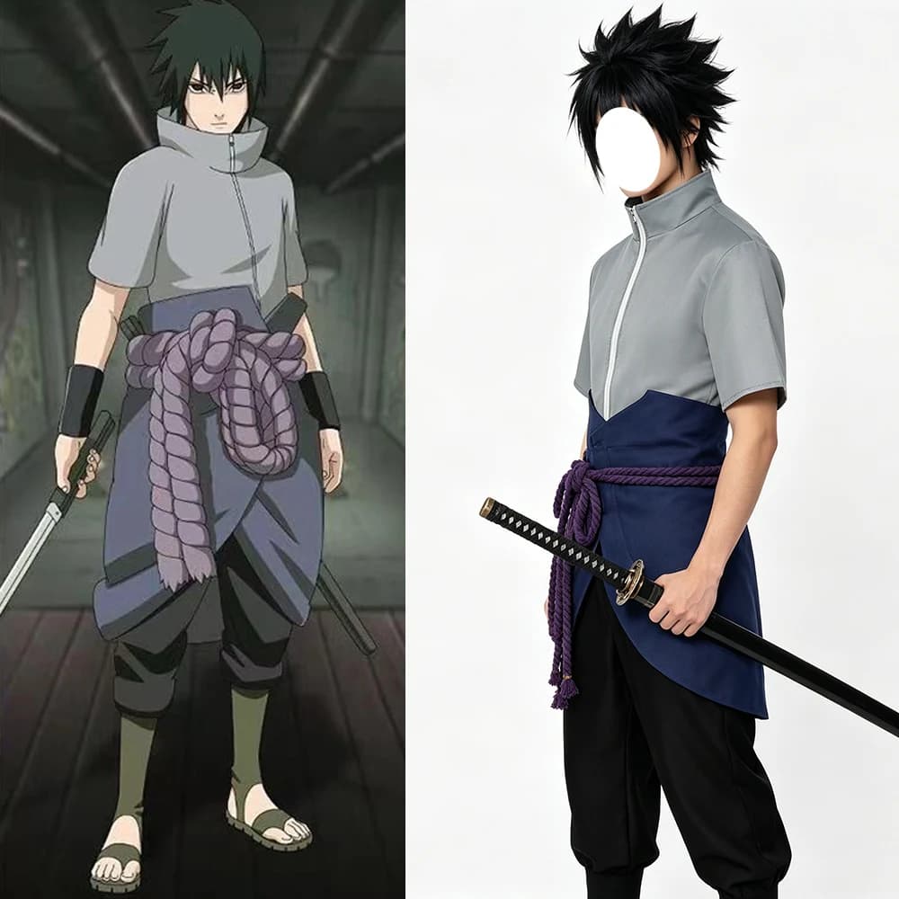 Anime Uchiha Sasuke Cosplay Costume Top Pants Belt Cos Convention Gift Adult Version Unisex