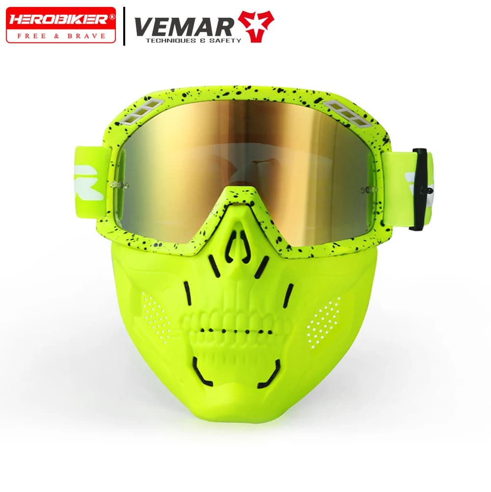 VEMAR Maschera universale alla moda Occhiali antivento per moto 3/4 Occhiali per casco Occhiali da moto antisabbia Maschera per uomini e donne