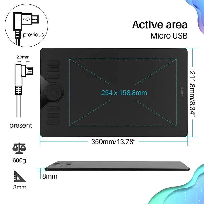 z altri accessori per computer Huion HS610 penna digitale disegno tavoletta grafica tablette grafica con tasti espressi