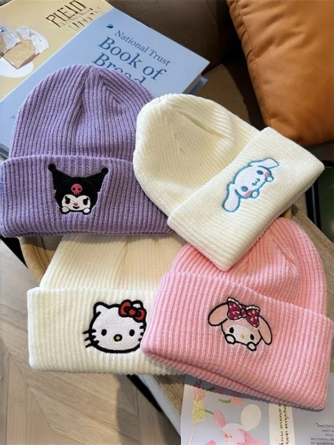 1pc Beanie Maid Hat Hello Adorable Kitty My Melody Kuromi Cinnamoroll - Soft Winter Beret, Elastic and Fashion