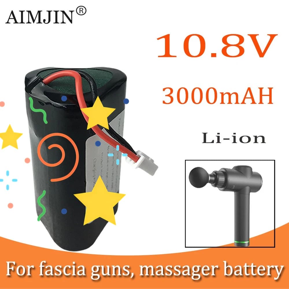 Batteria ricaricabile agli ioni di litio da 10.8V 3000mAh, modello 2026, per pistole massaggianti e strumenti speciali per massaggiatori.