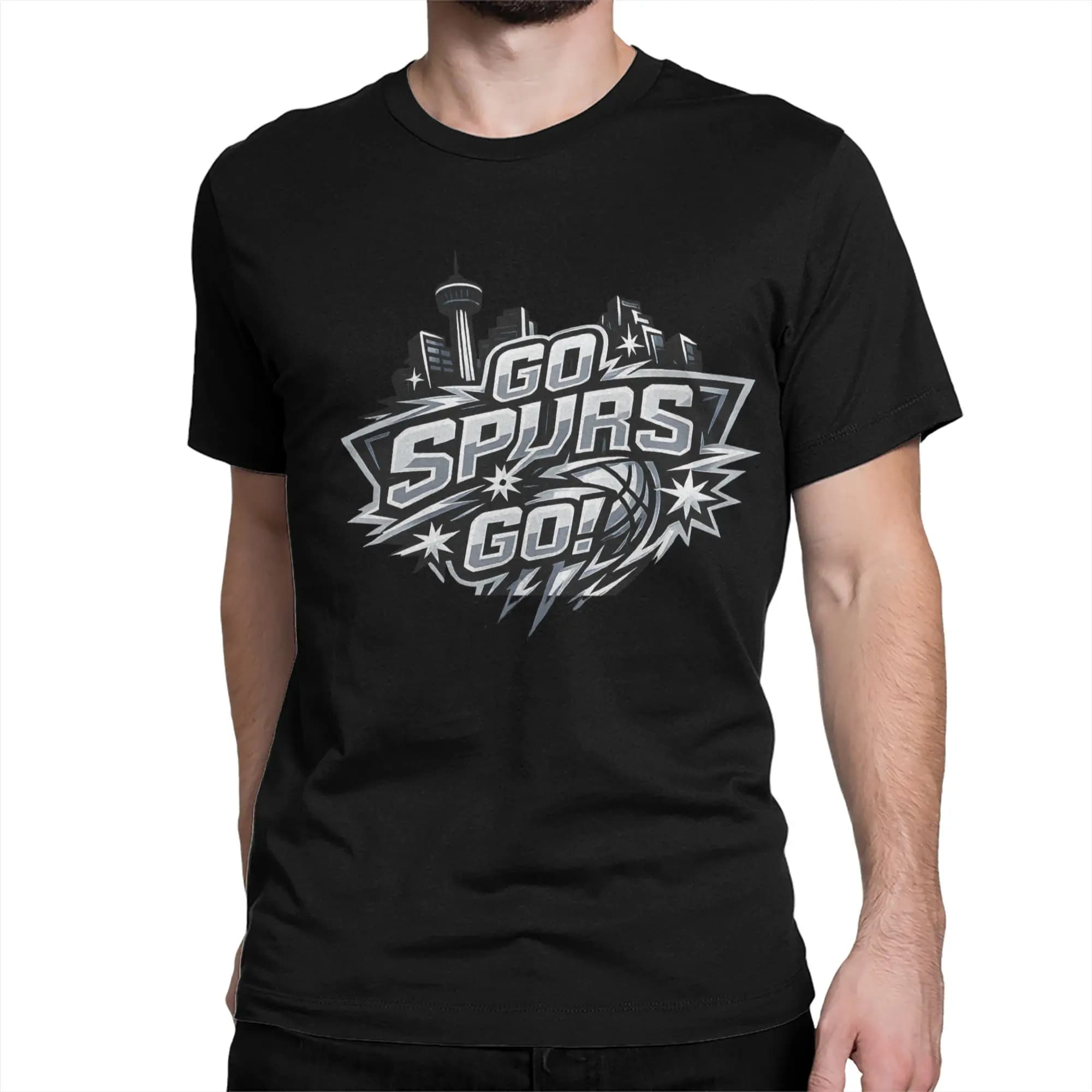 Men Women Graphic Print Go Spurs Go Basketball Season Game Day T Shirt Tee 100% Cotton T-shirts Clothing