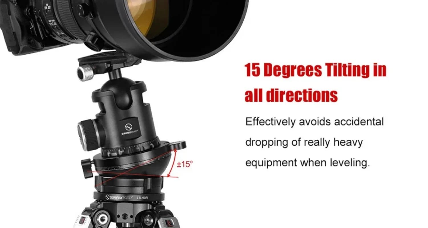 SUNWAYFOTO 360° Panoramic Leveling base Tripod Head 55 lbs（25kg） Load Capacity LB-90R