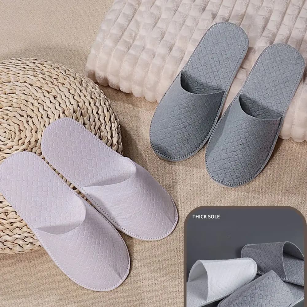 1 Pair Women Men Disposable Slippers Non-slip Home Guest Slippers Spa Hotel Slippers Solid Color Wedding Travel Shoes Wholesale