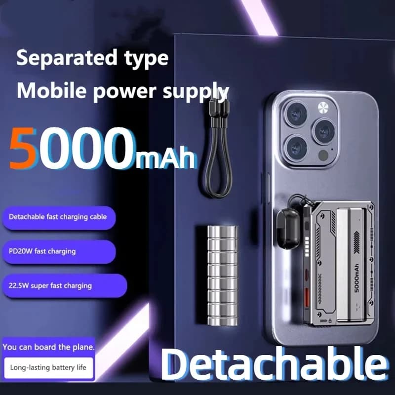 PowerBank staccabile Xiaomi 5000mAh con ricarica super veloce comoda banca di emergenza Stile meccanico adatto per iPhone