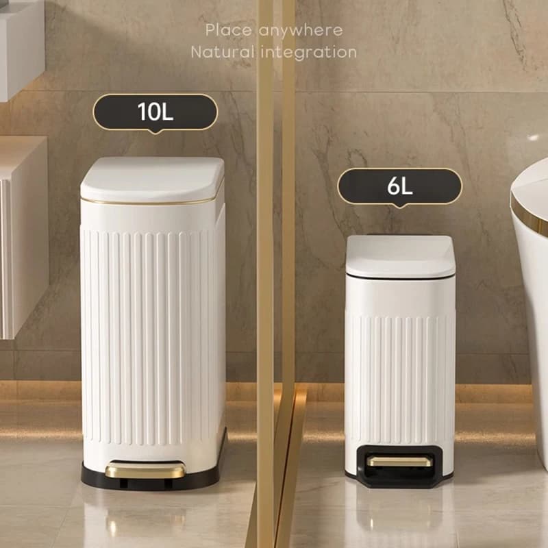 Leasylife Cestino per Rifiuti da Bagno da 2,64 Galloni, Pattumiera da Cucina con Pedale, Cestino per Carta e Rifiuti con Coperchio per Spazi Stretti del Bagno