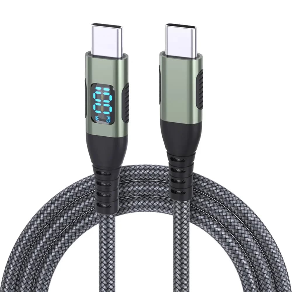 HOMEFISH Dual Head Super Fast Charger with Digital LED Display, Type-C 100W 6A, Compatible with Huawei and Xiaomi Phones, PD Charging Cable