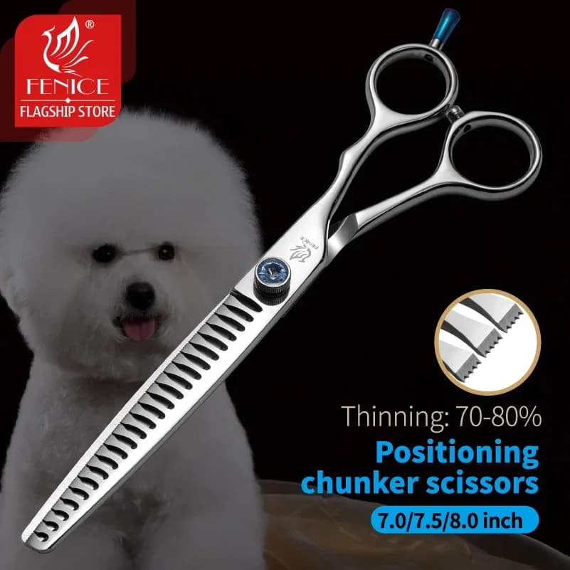 Forbici Professionali per Toelettatura Animali Fenice 7.0/7.5/8.0 pollici, Forbici Sfoltitrici per Cani, Articoli per Toelettatura Animali Domestici